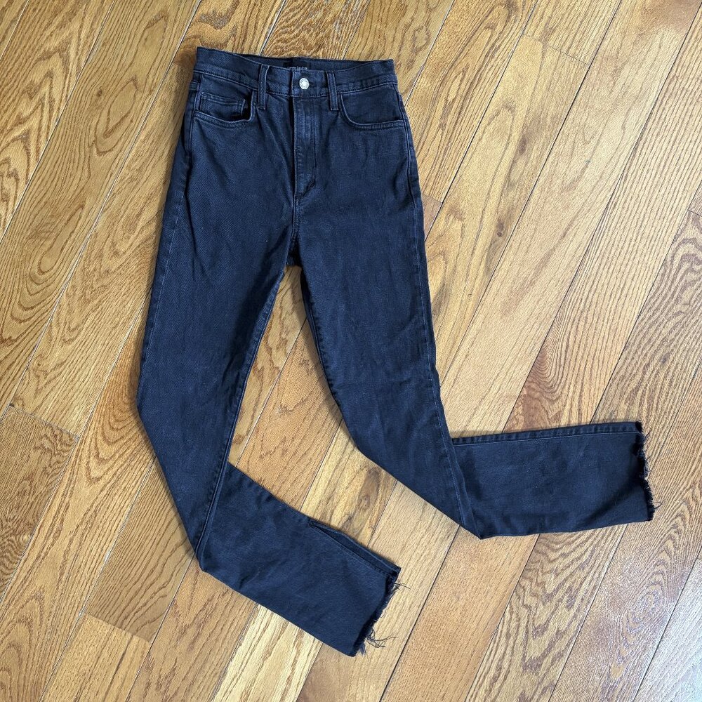 Favorite Daughter Valentina Tower Super High Rise Black Boulder Raw Hem Size 26